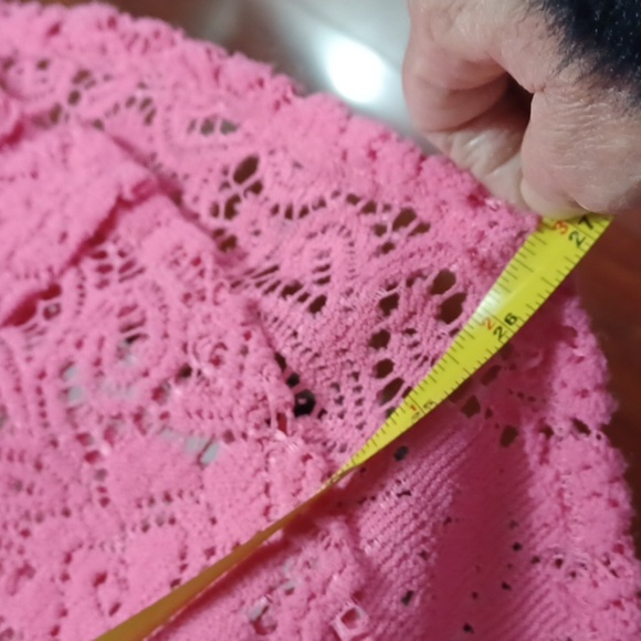 Bibi Pink Heavy Lace Button Down  Blouse Sz S - Picture 6 of 8